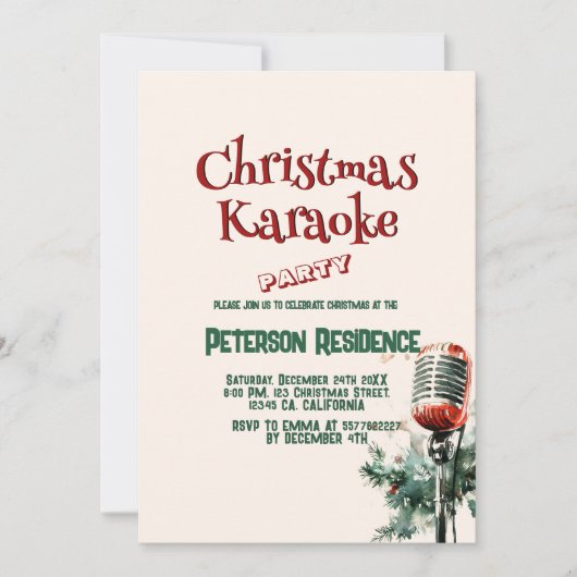 Pine en microfoon kerstfeest kaart (Voorkant)