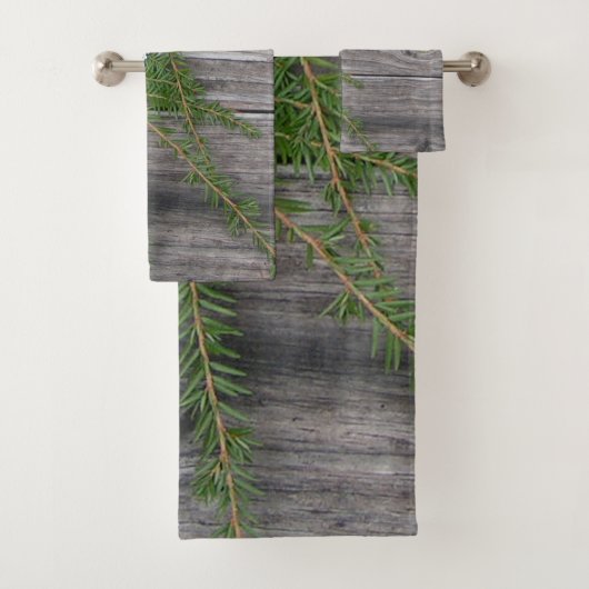 Pine- en Weathered Wood Kersthanddoekset Bad Handdoek (Insitu)