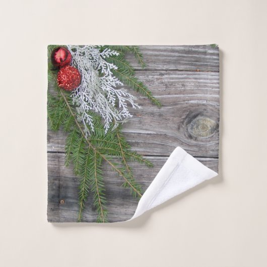 Pine- en Weathered Wood Kersthanddoekset Bad Handdoek (Wasdoekje)