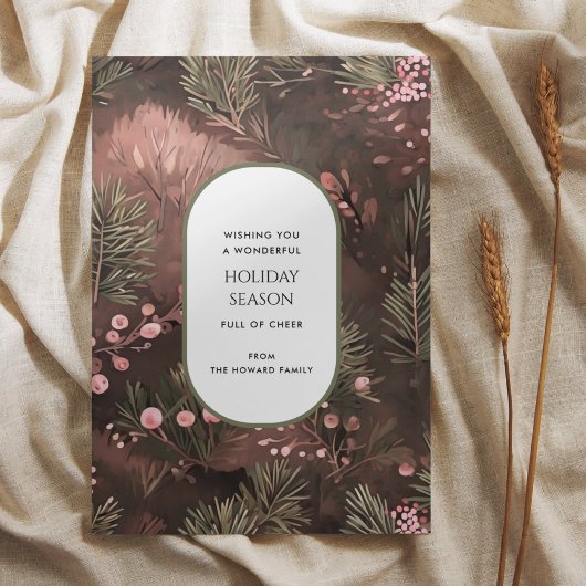 Pine et Berries Rustic Holiday Carte de voeux