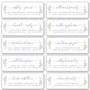Pine Foliage Bruiloft Gast Adresetiketten Sticker