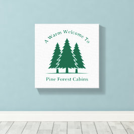 Pine Forest aangepaste kleur en tekst Welkom Canvas Afdruk