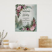 Pine Forest Bourgogne Rose Affiche de bienvenue Ma (Cuisine)
