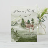 Pine Forest Deer Peace sur Terre Carte de Noël (Debout devant)