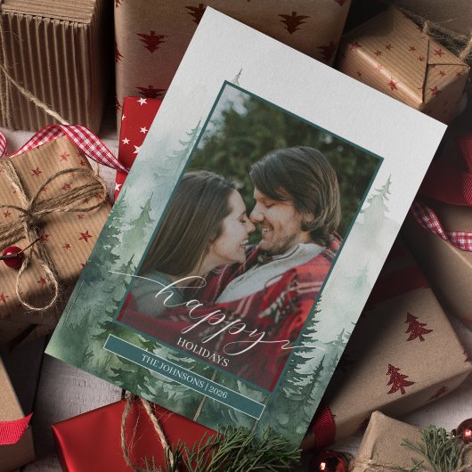 Pine Forest-foto Feestdagenkaart