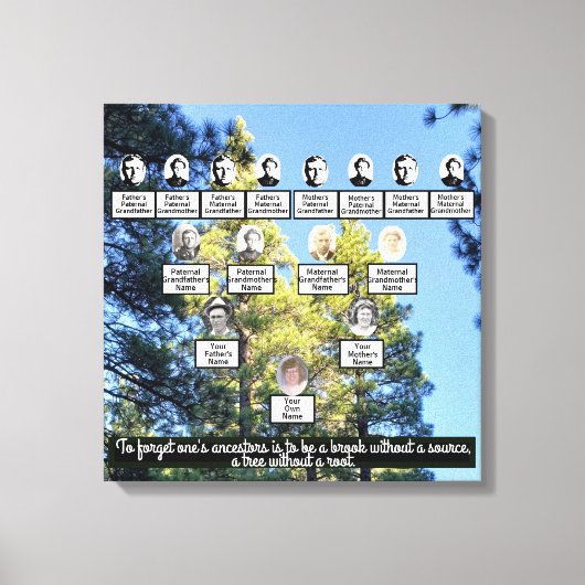 Pine Forest foto stamboom 4 generatie Canvas Afdruk (Voorkant)