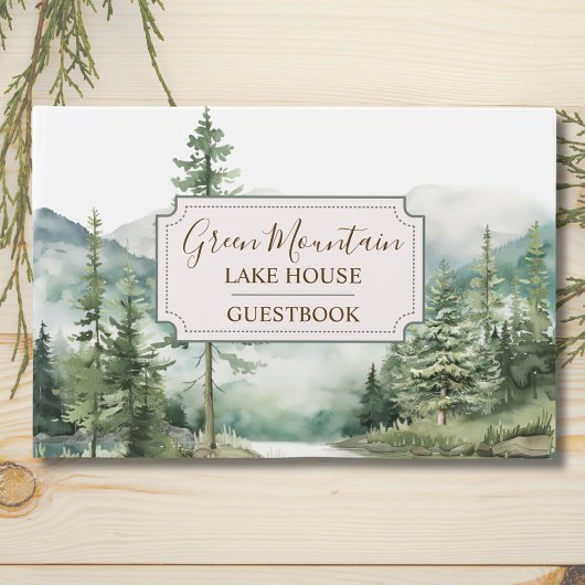 Pine Forest Lake Landcape House Cabine Livre d'or