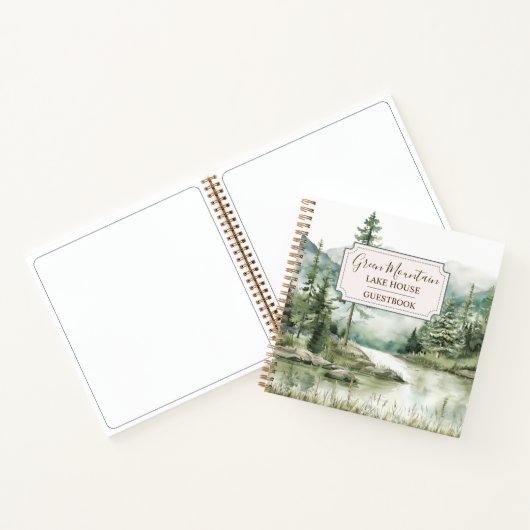 Pine Forest Lake Landscape House Cabin Guest Book Notitieboek (Binnen)