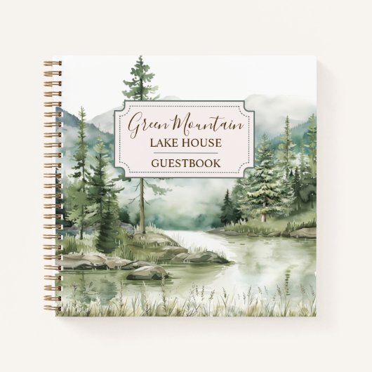Pine Forest Lake Landscape House Cabin Guest Book Notitieboek (Voorkant)