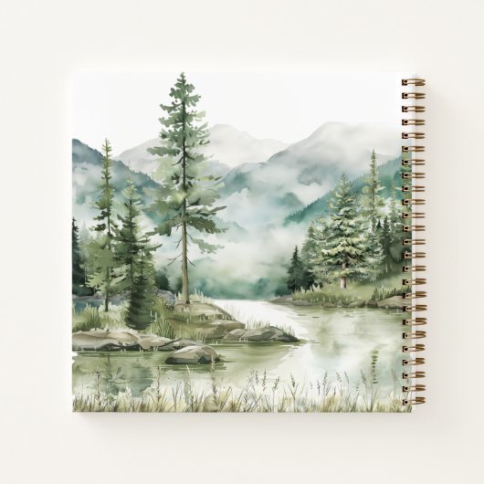 Pine Forest Lake Landscape House Cabin Guest Book Notitieboek (Achterkant)