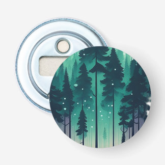 Pine Forest Landscape Button Flesopener