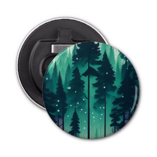 Pine Forest Landscape Button Flesopener