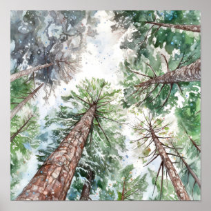 Pine Forest Landscape Home Decor Poster