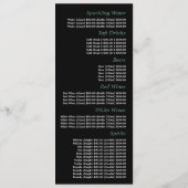 Pine Forest, Restaurant Slimline Menu (Achterkant)