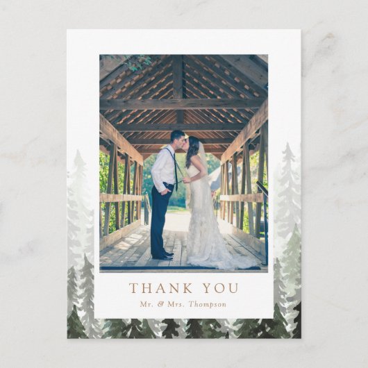 Pine Forest Wedding Bedankt Briefkaart (Voorkant)