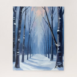 Pine Forest Winter Woodland Watercolor Painting Legpuzzel