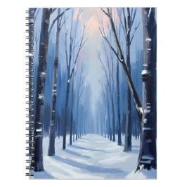 Pine Forest Winter Woodland Watercolor Painting Notitieboek