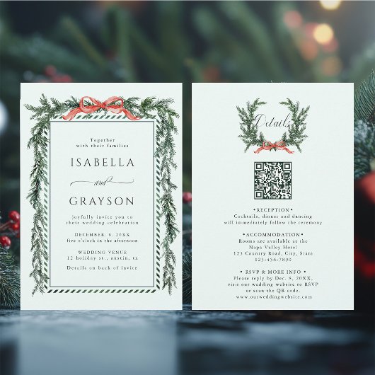 Pine Garland Wedding All in One Mint Green Kaart