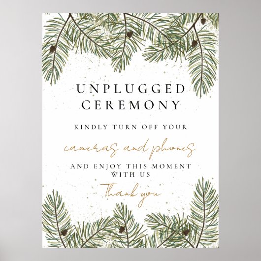 Pine & Gold Kerst Foliage Unplugged Ceremonie Poster (Voorkant)