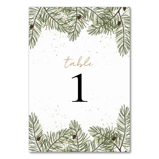 Pine & Goud Kerstmis Bladgroen Bruiloft Kaart (Voorkant)