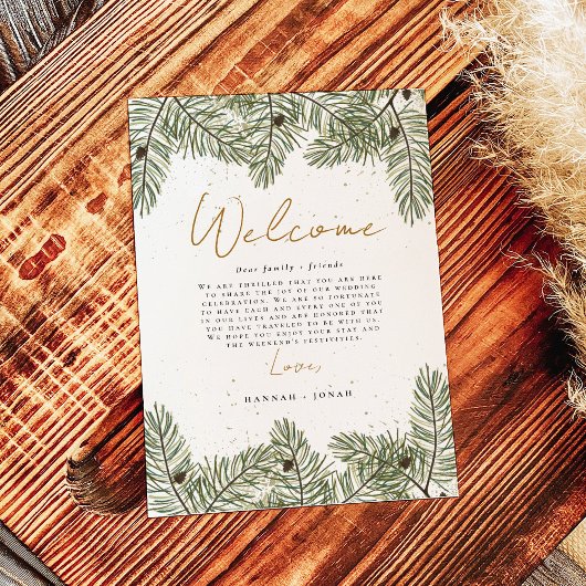 Pine & Goud Kerstmis Bladgroen Bruiloft Programma
