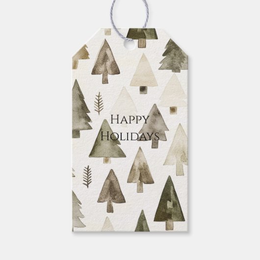 Pine Green Cream Kerstbomen Cadeaulabel (Voorkant)