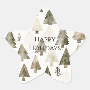 Pine Green Cream Kerstbomen Ster Sticker