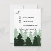 Pine Green Enchanted Forest Wedding Cartes RSVP (Dos)