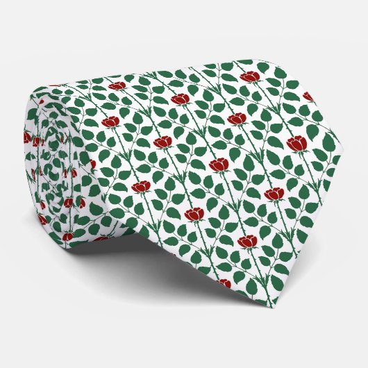 Pine Green et Red Brier Rose Cravate (Roulé)