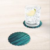 Pine Green Glitzy Tinsel Stripes Kerstmis Kartonnen Onderzetters (Insitu)