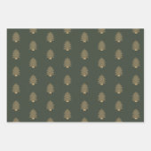 Pine Green Gold Glitzy Glitter-kerstbomen  Inpakpapier Vel (Voorkant)