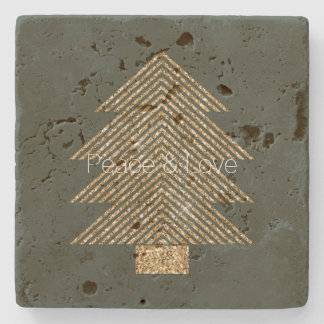 Pine Green Gold Glitzy Glitter kerstboom Stenen Onderzetter