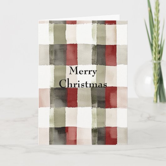 Pine Green Ivory Red Stripes Kerstmis Kaart (Voorkant)