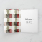 Pine Green Ivory Red Stripes Kerstmis Kaart (Binnen)