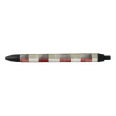 Pine Green Ivory Red Stripes Kerstmis Zwarte Inkt Pen (Voorkant)