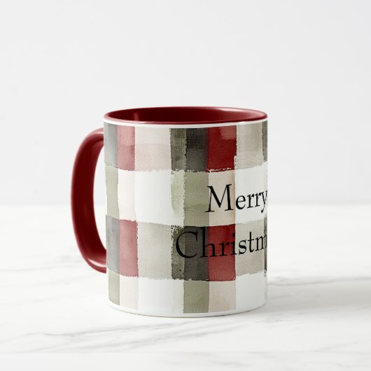 Pine Green Ivory Red Stripes Mok (Voorkant links)