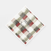 Pine Green Ivory Red Stripes Servet (Hoek)