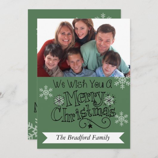 Pine Green Joyeux Noël Photo Carte de vacances (Devant / Derrière)