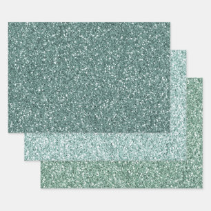 Pine Green Mint Glitter Inpakpapier Vel