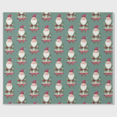 Pine Green Red Merry Christmas Santa Cadeaupapier (Vlak)
