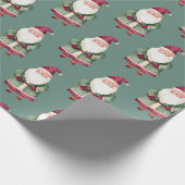 Pine Green Red Merry Christmas Santa Cadeaupapier (Hoek)