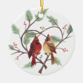 Pine Heart Cardinals Ornament (Voorkant)