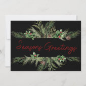 Pine Holly Script Kerst Zakelijke Kerstkaart (Voorkant)