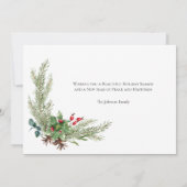 Pine Holly Script Vacances Affaires Carte de Noël (Dos)