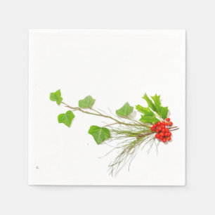 Pine, hulst, klimop, bessen papier servet