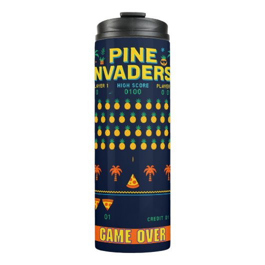 Pine Invaders-Pineapple Empire Retro Games Series Thermosbeker (Voorkant)
