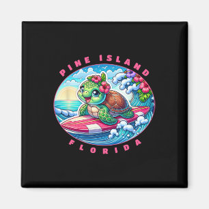 Pine Island Florida Schattig Surfen Meisje Zeeschi Magneet