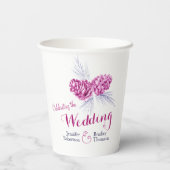 Pine kegel tekening blauwe pruim winter bruiloft papieren bekers (Achterkant)