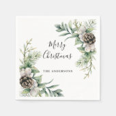 Pine kegels wit groen kerstfeest servet (Voorkant)