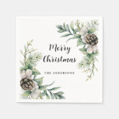 Pine kegels wit groen kerstfeest servet (Voorkant)